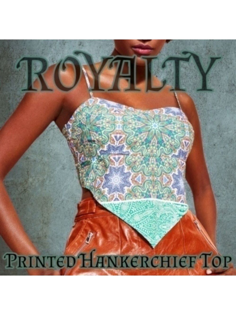 ROYALTY BY MALUMA NWT Floral Printed Back-Tie Adjust. Strap Handkerchief Top